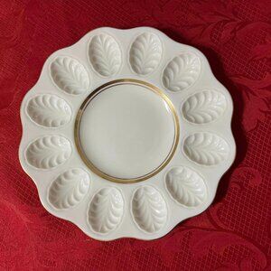 Lenox Ivory Deviled egg plate with gold trim